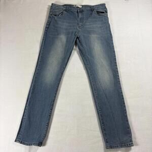 Stitches & Rivets Mens 38x32 Straight Leg Jeans Light Wash Stretch Denim